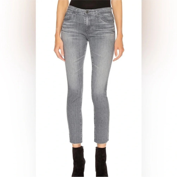 AG Adriano Goldschmied Gray Prima Cigarette Ankle Raw Split Hem Jean Size 27 - Picture 6 of 13